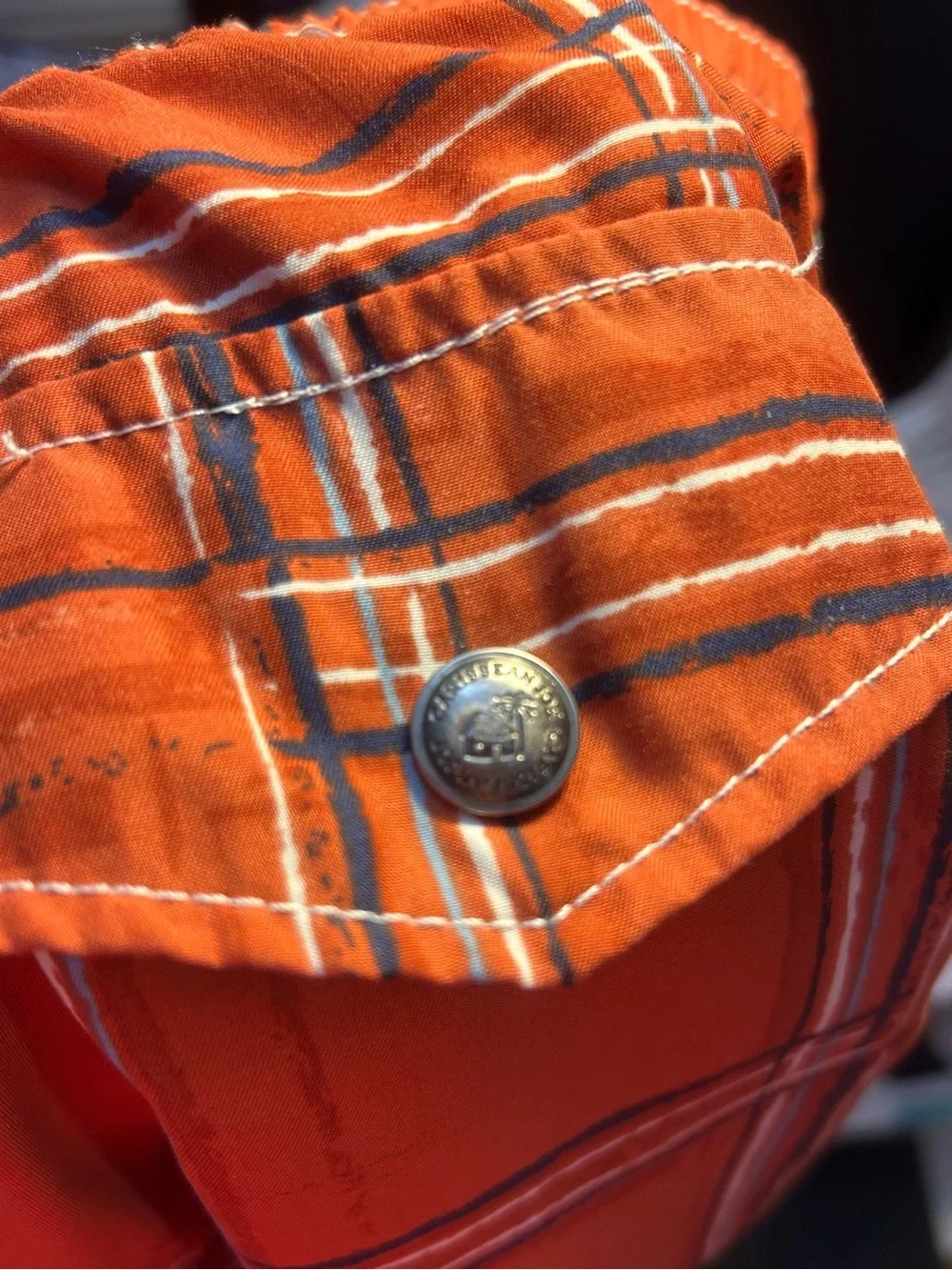 Caribbean Joe Men’s Orange Plaid Tropical Board Shorts Bathing Suit XL